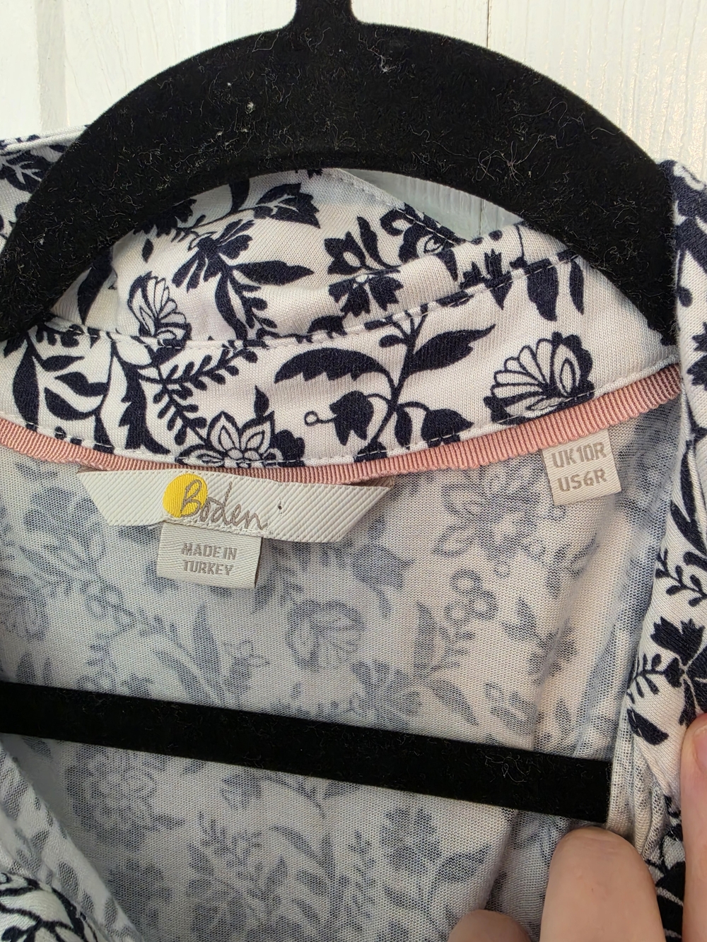 Boden White & Navy Sleeveless Collared Floral Mini Dress Size 6 - Picture 7 of 8